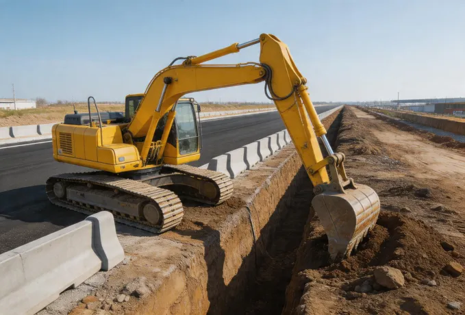 Komatsu excavator road construction