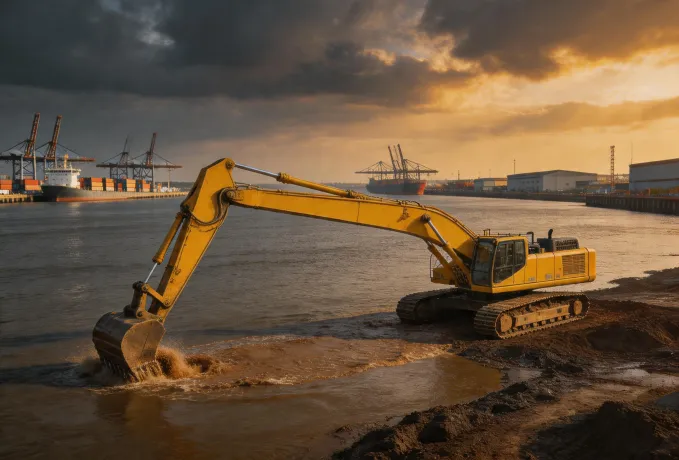 Komatsu long-reach dredging excavator